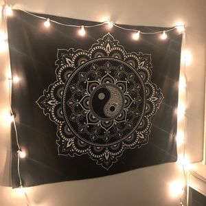 Yin Yang Mandela Black and White Tapestry